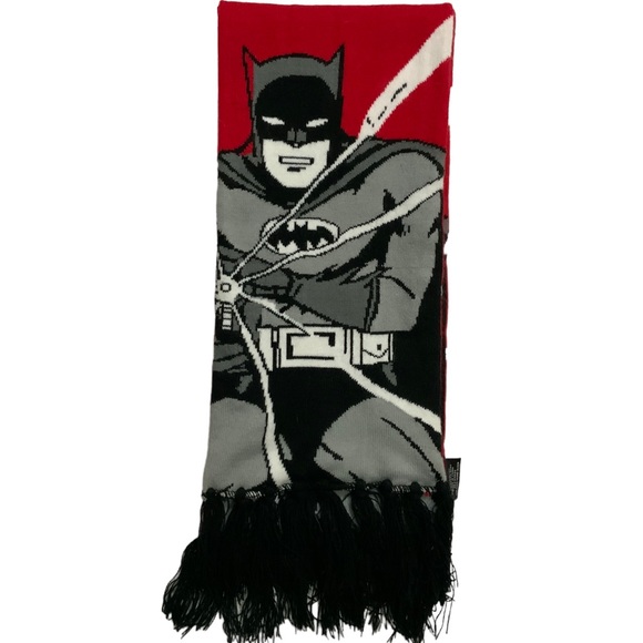 Batman & Robin Scarf Licensed DC Comics Winter Reversible Unisex Red Black - Picture 8 of 13